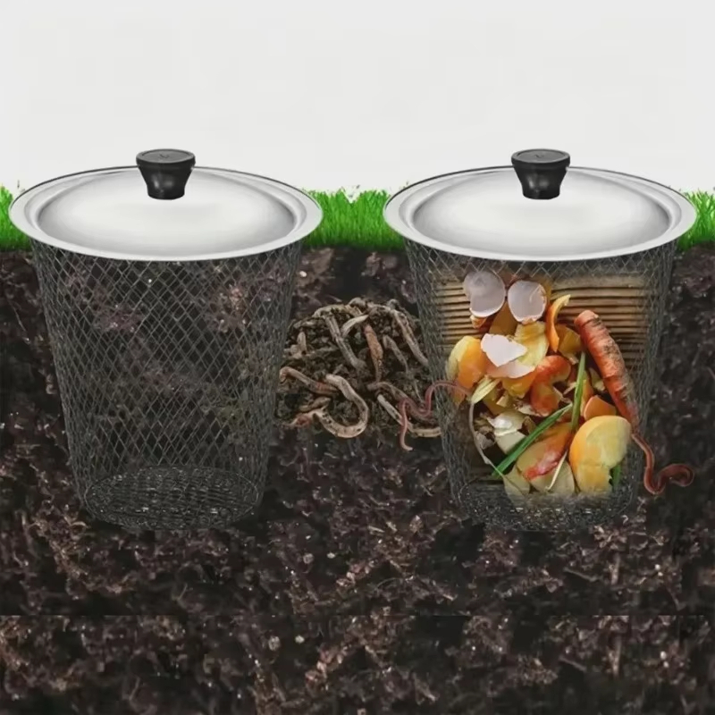 1/2個入り 蓋付きワームコンポスター 金属メッシュ 地上設 - Urban Farming Gardening のレビューと価格